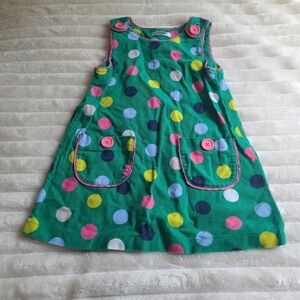 Baby Boden multi colored polka dot green corduroy pinafore dress size 2t 3t